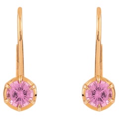 18 Karat Gold 1.3 Carat Pink Sapphire Hoop Earrings