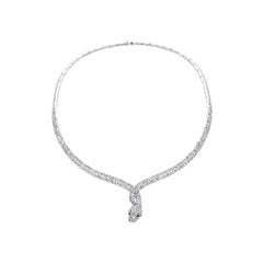 18 Karat Gold, 13.16 Carat, F Color, VS Clarity, Diamond Serpent Necklace