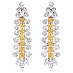 Solitaires Cocktail-Ohrringe aus 18 Karat Gold mit 13,31 Karat gelben und weißen Diamanten
