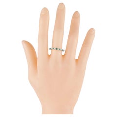 18 Karat Gold 1.34 Carat Diamond and Emerald Brilliant Cut Eternity Band Ring