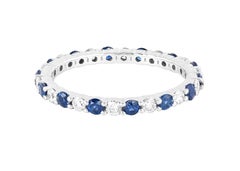 18 Karat Gold 1.34 Carat Diamond and Sapphire Brilliant Cut Eternity Band Ring