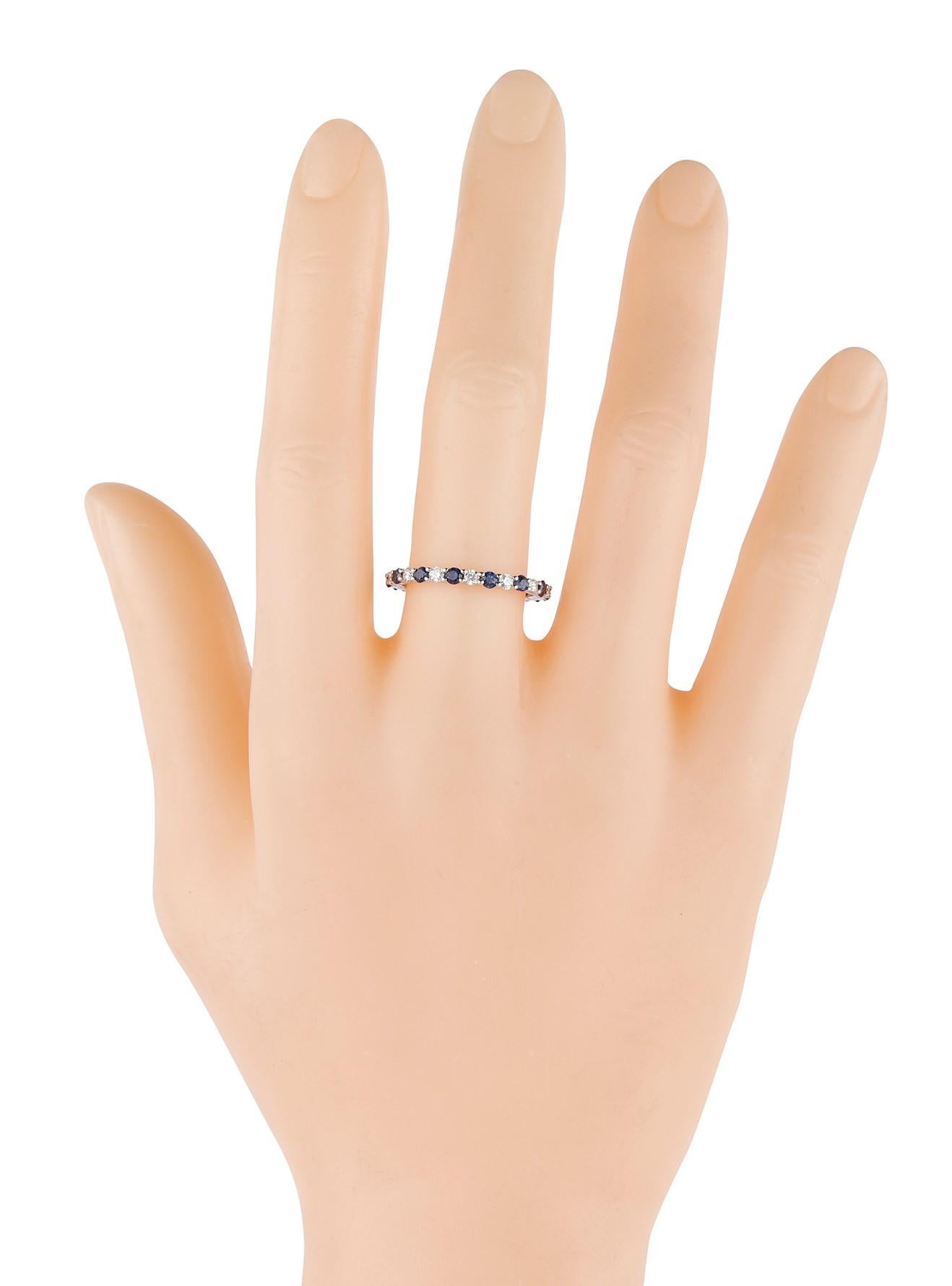 Women's 18 Karat Gold 1.34 Carat Diamond and Sapphire Brilliant Cut Eternity Band Ring  For Sale