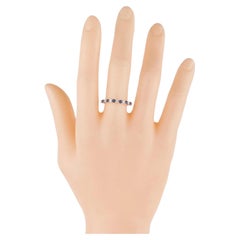 18 Karat Gold 1.34 Carat Diamond and Sapphire Brilliant Cut Eternity Band Ring