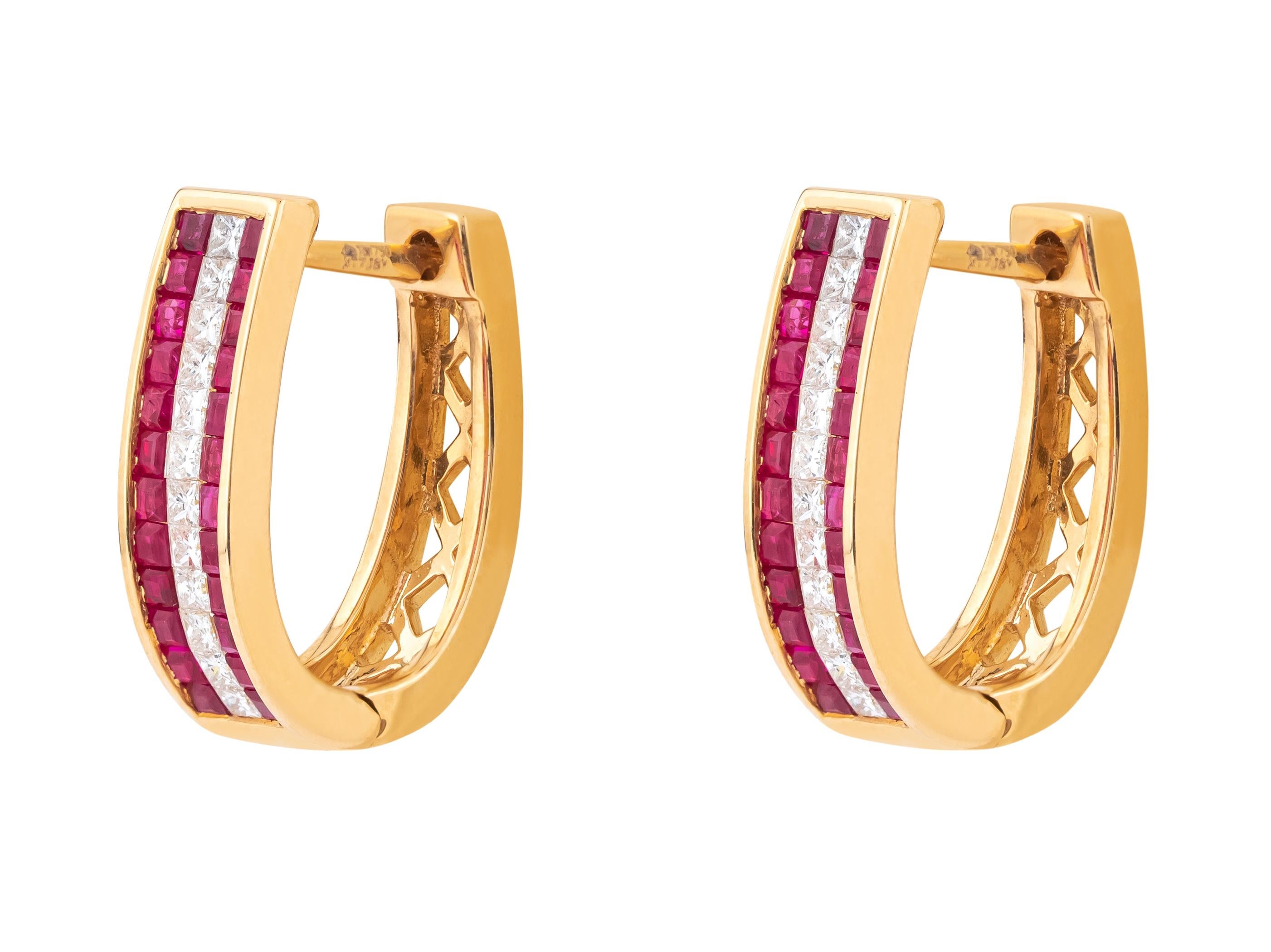Discover the epitome of refined elegance with our 18 Karat Gold 1.36 Carat Ruby & Diamond Mini Hoop Earrings, a testament to exquisite craftsmanship and timeless beauty. Each pair is meticulously crafted and curated to embody sophistication and