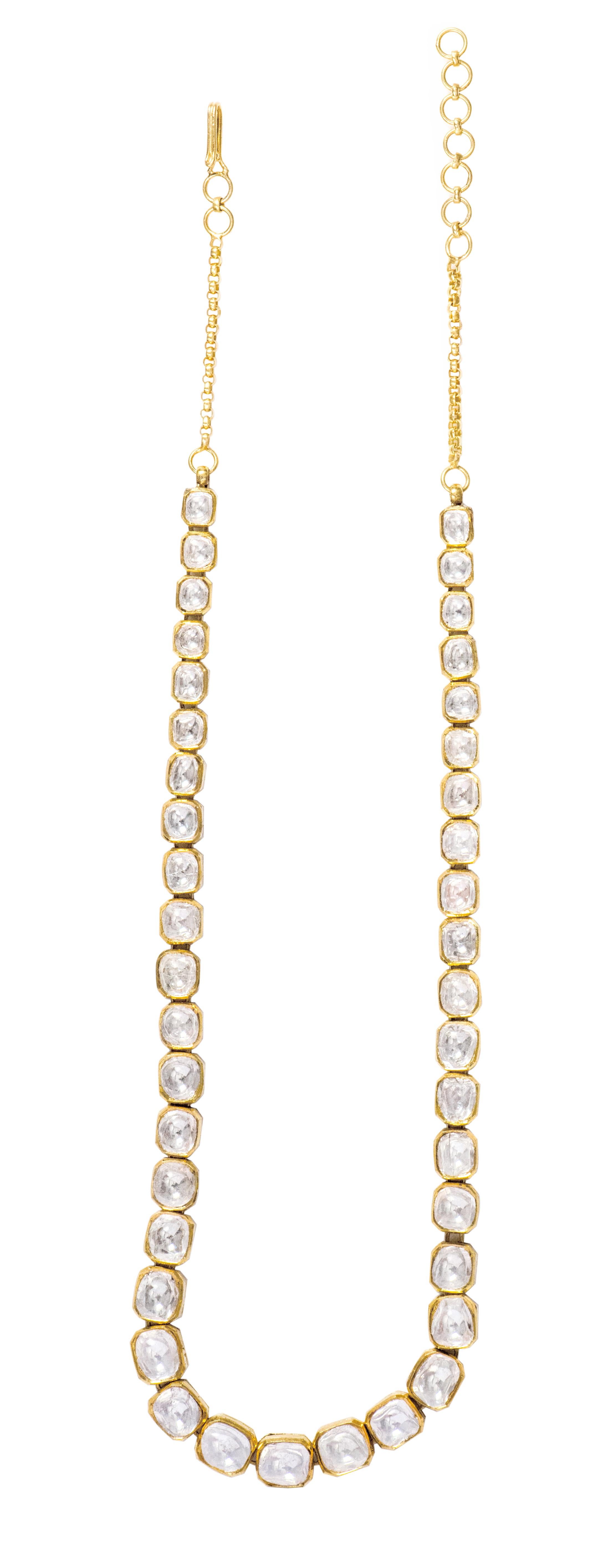 18 Karat Gold 14,13 Karat Diamant-Halskette, handgefertigt mit mehrfarbiger Emaille Damen im Angebot