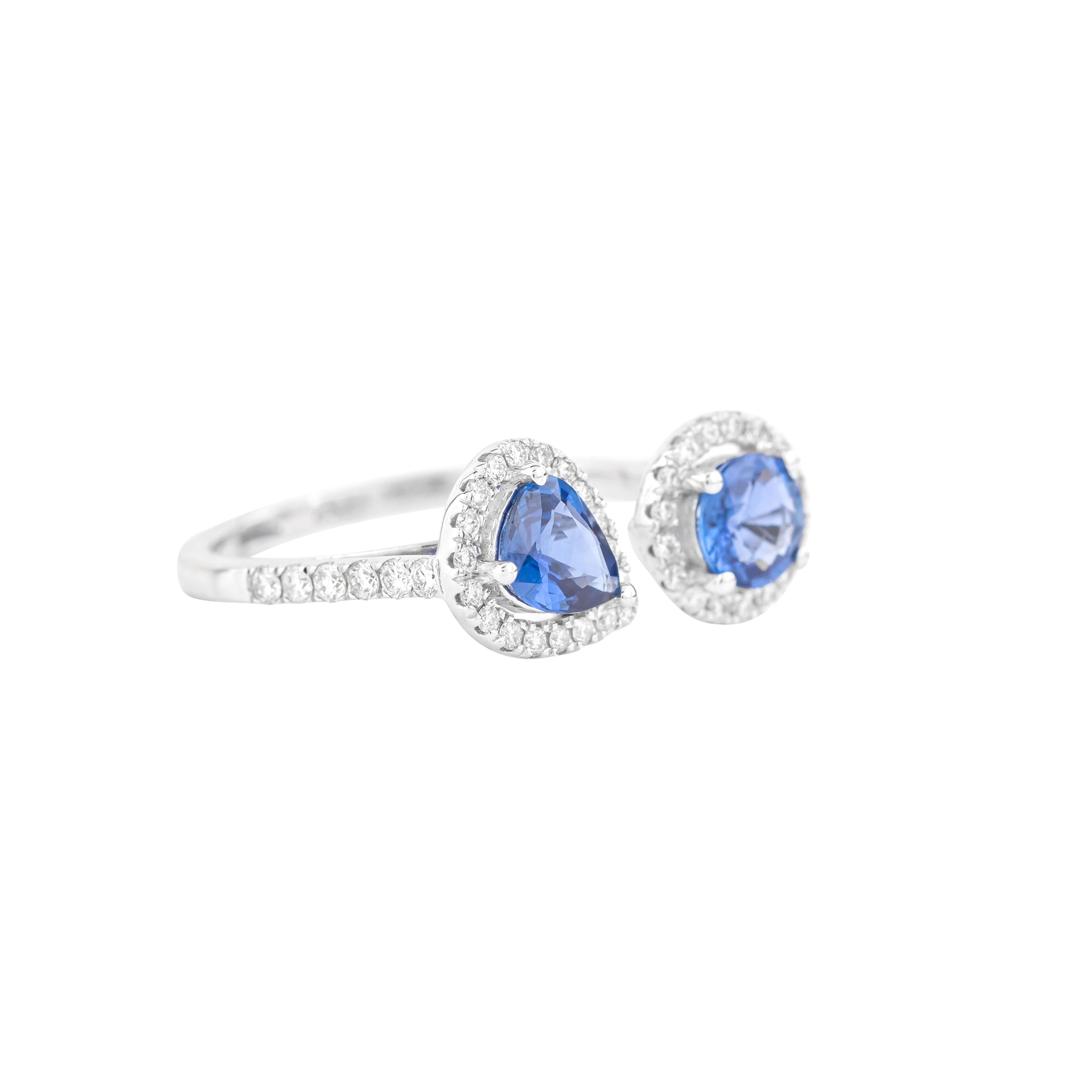 For Sale:  18 Karat Gold 1.42 Carat Diamond and Sapphire Cocktail Ring 2