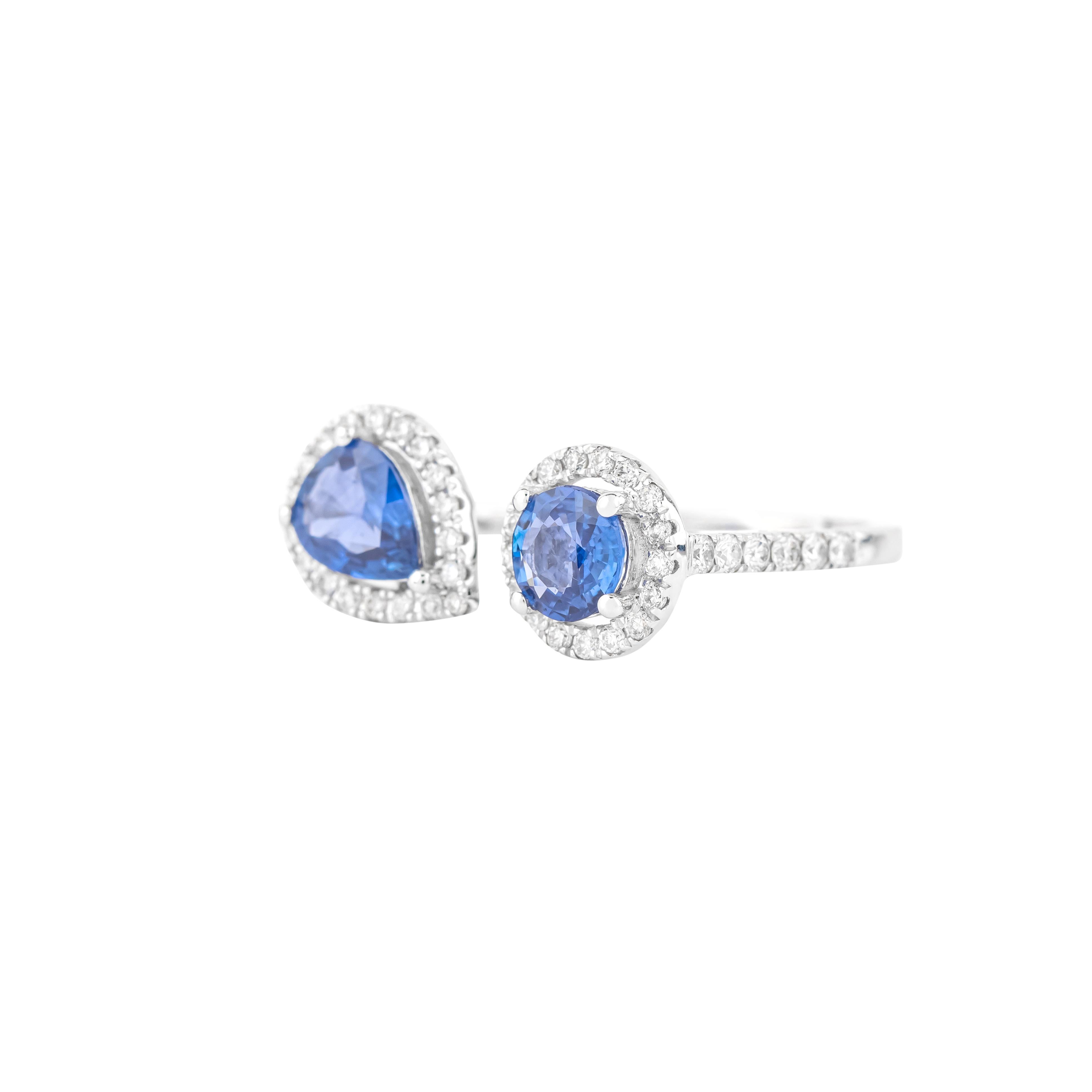 For Sale:  18 Karat Gold 1.42 Carat Diamond and Sapphire Cocktail Ring 5