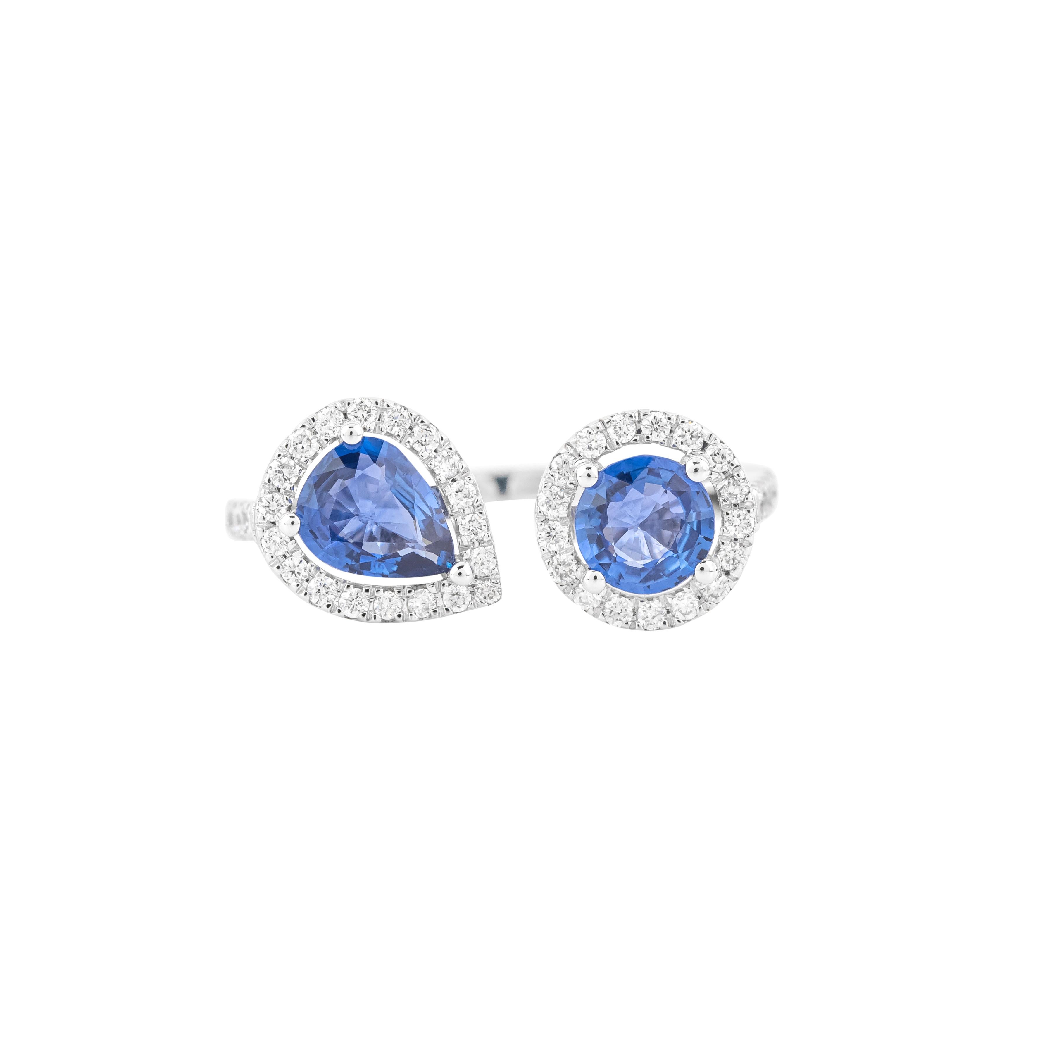 For Sale:  18 Karat Gold 1.42 Carat Diamond and Sapphire Cocktail Ring 4