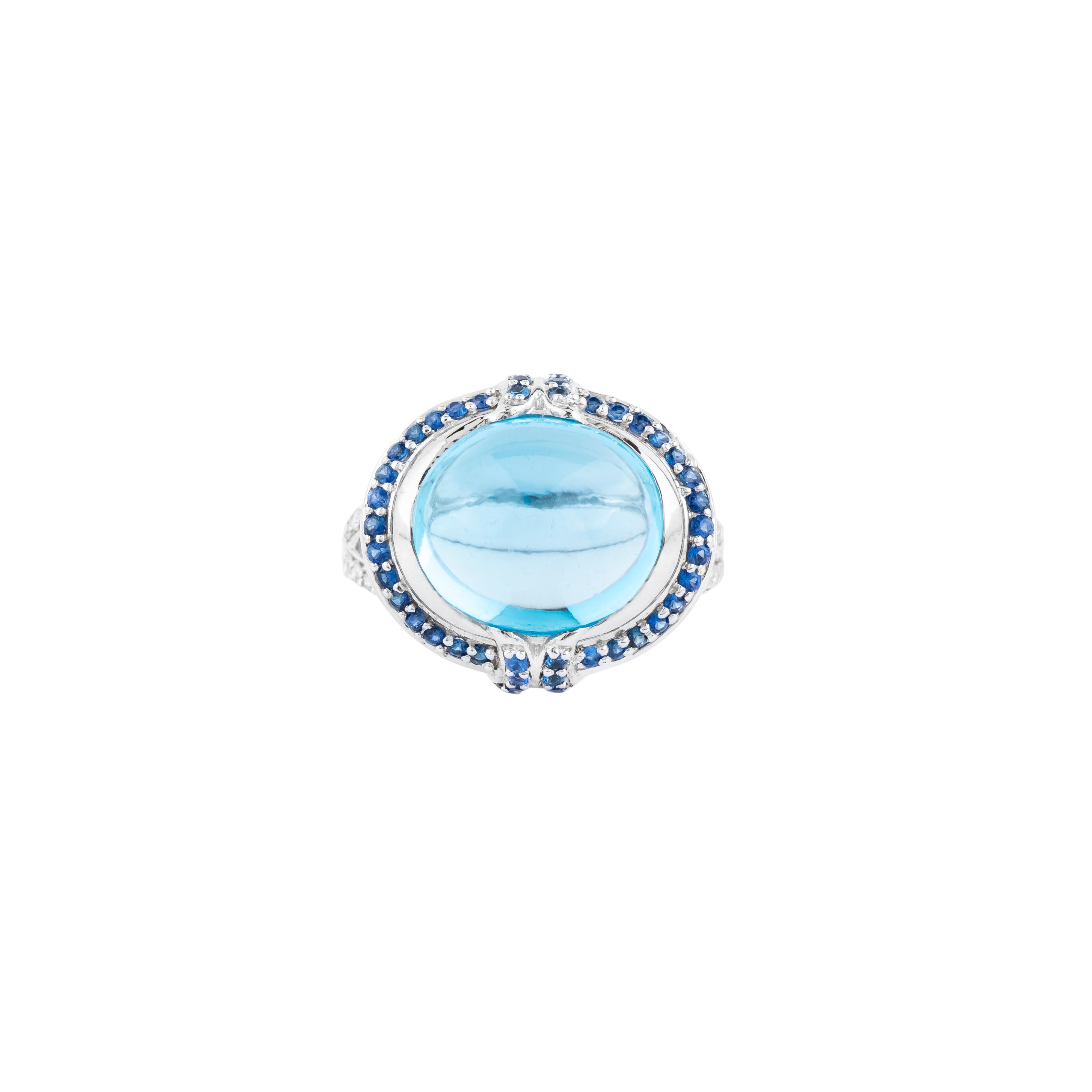 Modern 18 Karat Gold 14.4 Carats Color Stone and Diamond Cocktail Ring For Sale