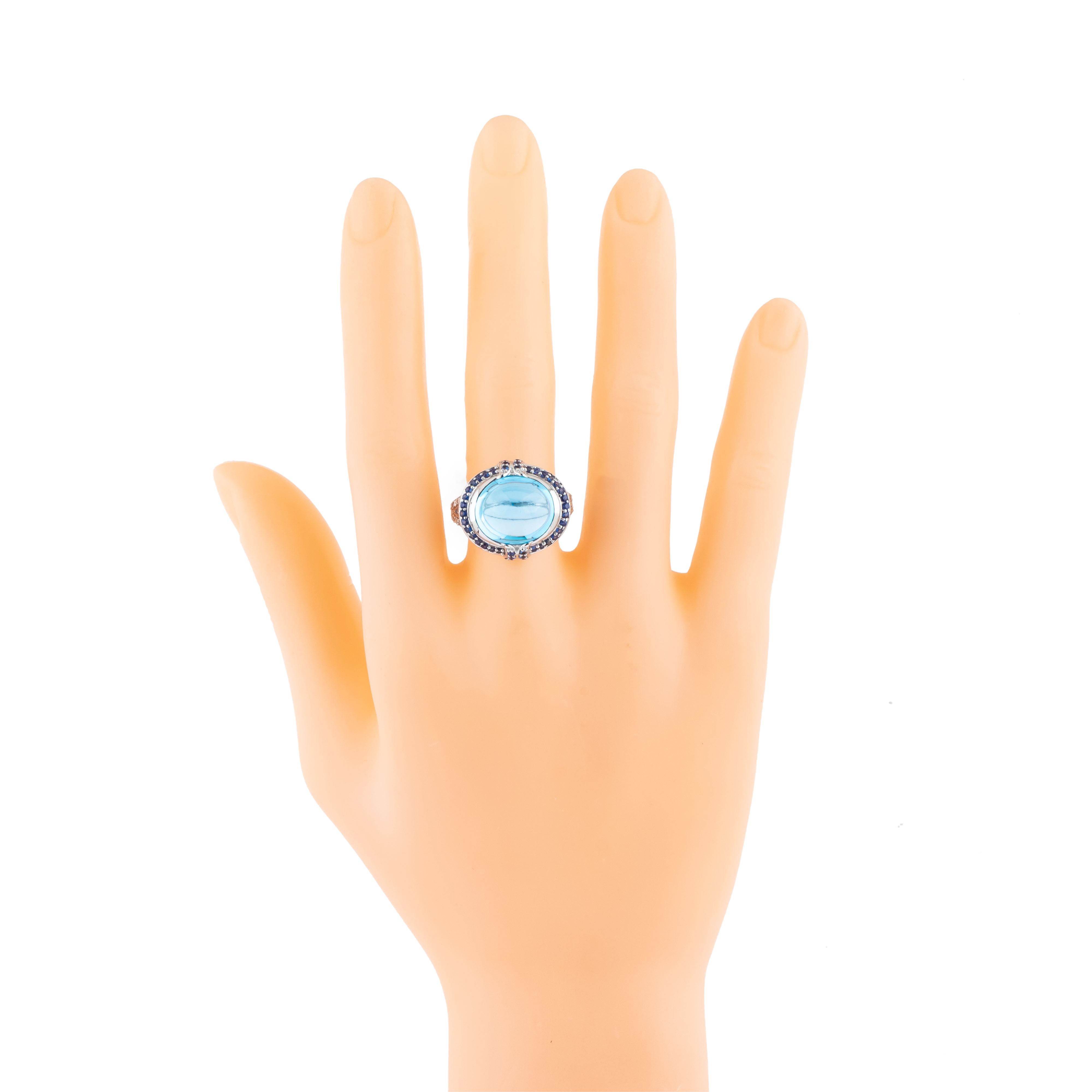 Women's 18 Karat Gold 14.4 Carats Color Stone and Diamond Cocktail Ring For Sale