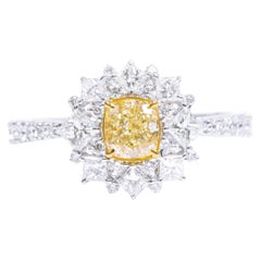 18 Karat Gold 1.48 Carat Fancy Yellow Diamond and Diamond Cocktail Ring