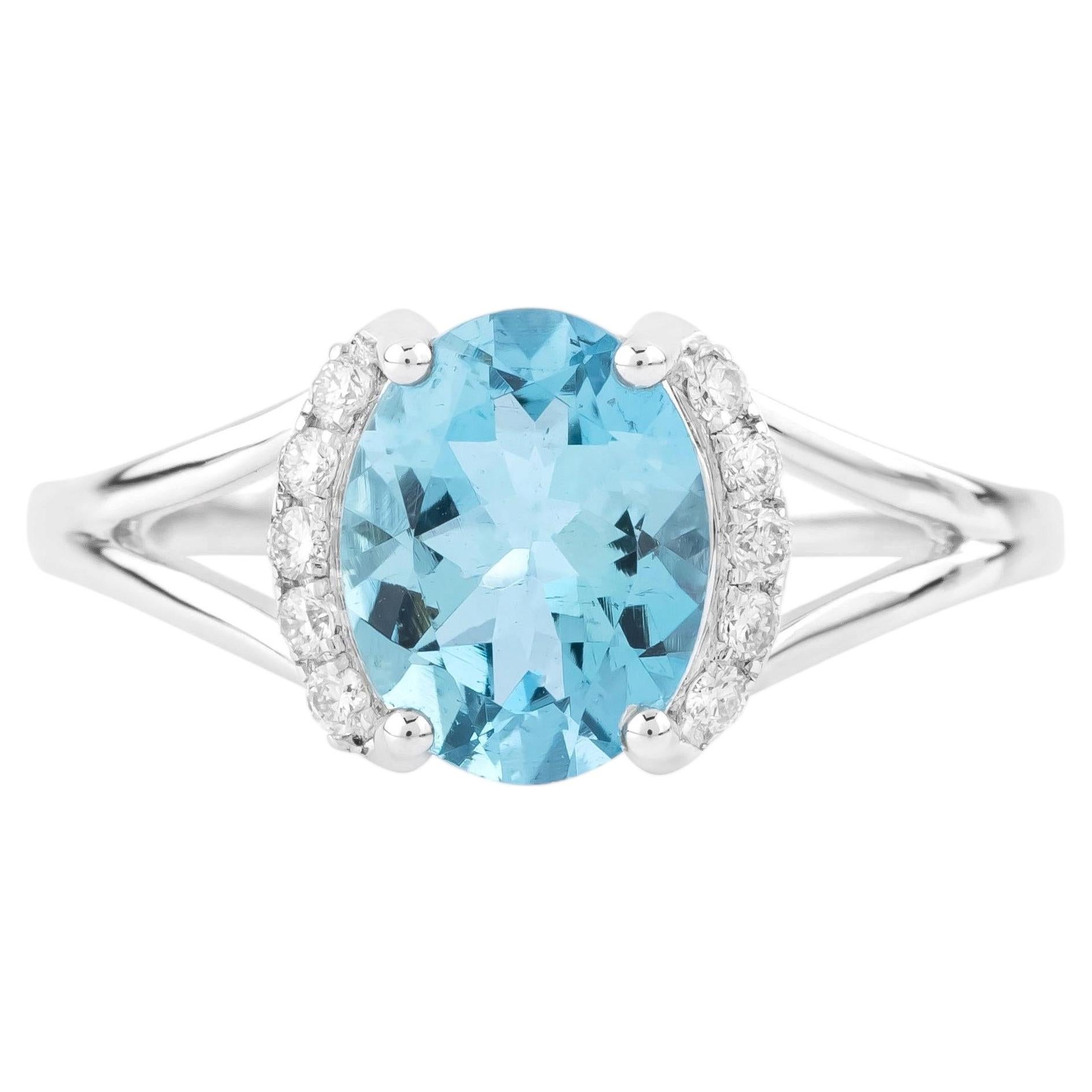 18 Karat Gold 1,5 Karat Diamant und Aquamarin Mode-Ring im Angebot
