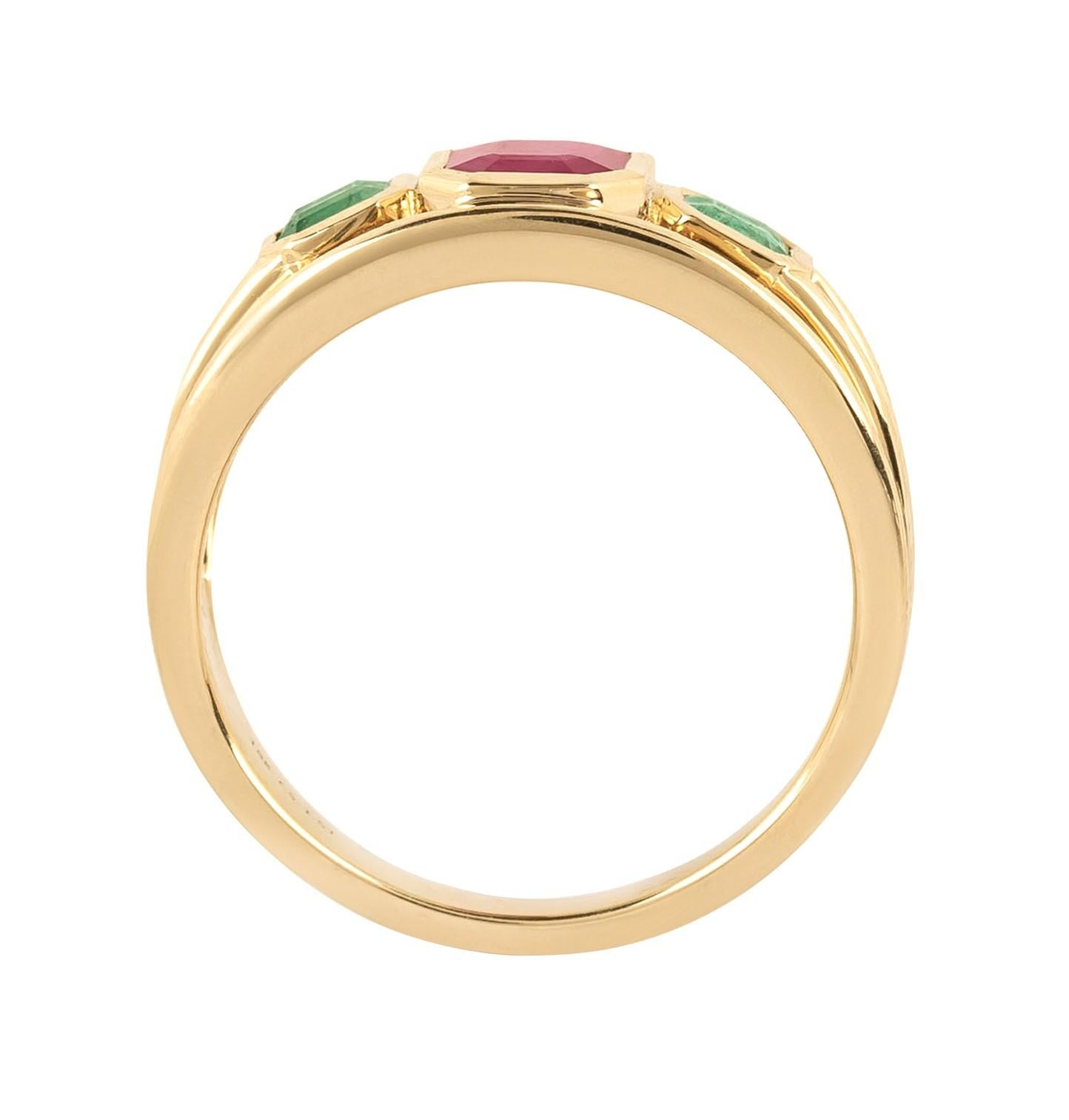 18 Karat Gold 1.51 Carat Emerald and Ruby 