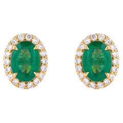 Pendientes de oro de 18 quilates con esmeralda y diamantes de 1,51 quilates