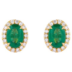 18 Karat Gold 1,51 Karat Smaragd & Diamant-Ohrstecker