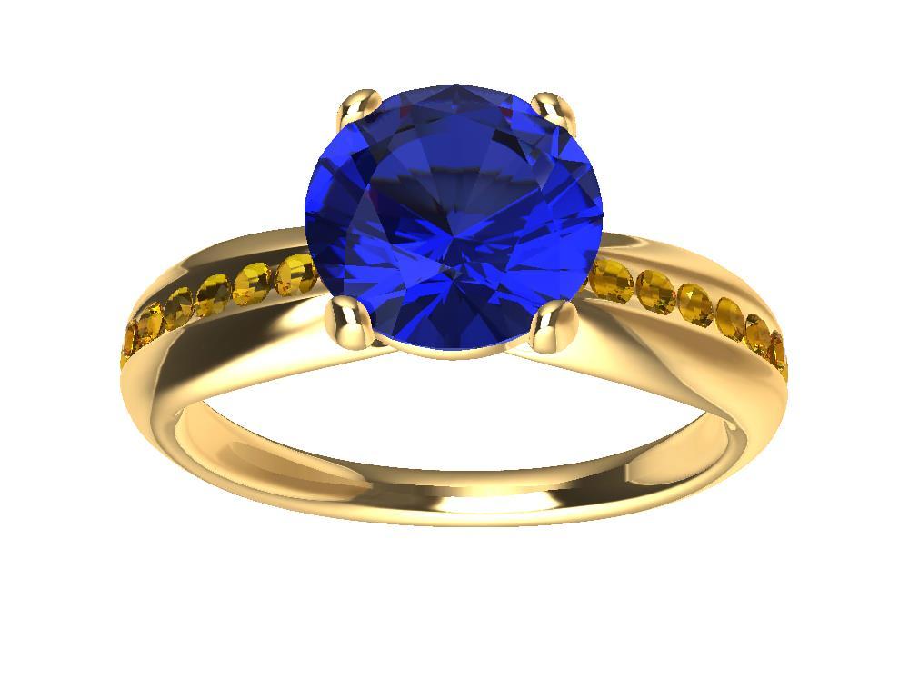 For Sale:  18 Karat Gold 1.55 Carat Sapphire, Fancy Vivid Yellow Diamonds Cocktail Ring 11