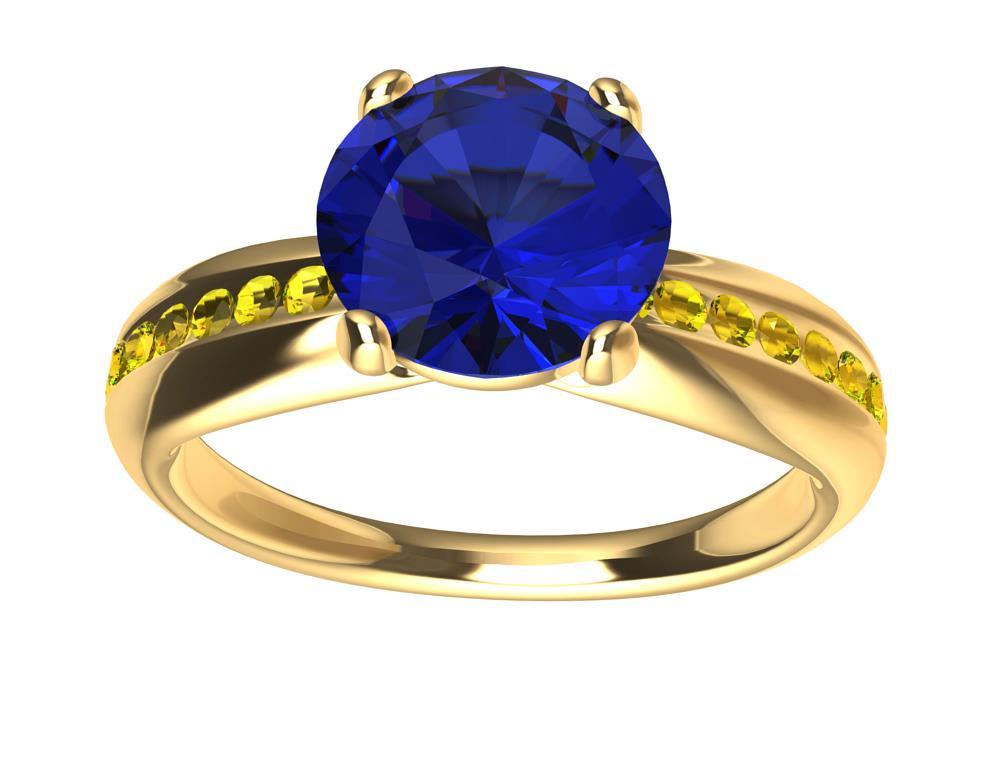 For Sale:  18 Karat Gold 1.55 Carat Sapphire, Fancy Vivid Yellow Diamonds Cocktail Ring 5