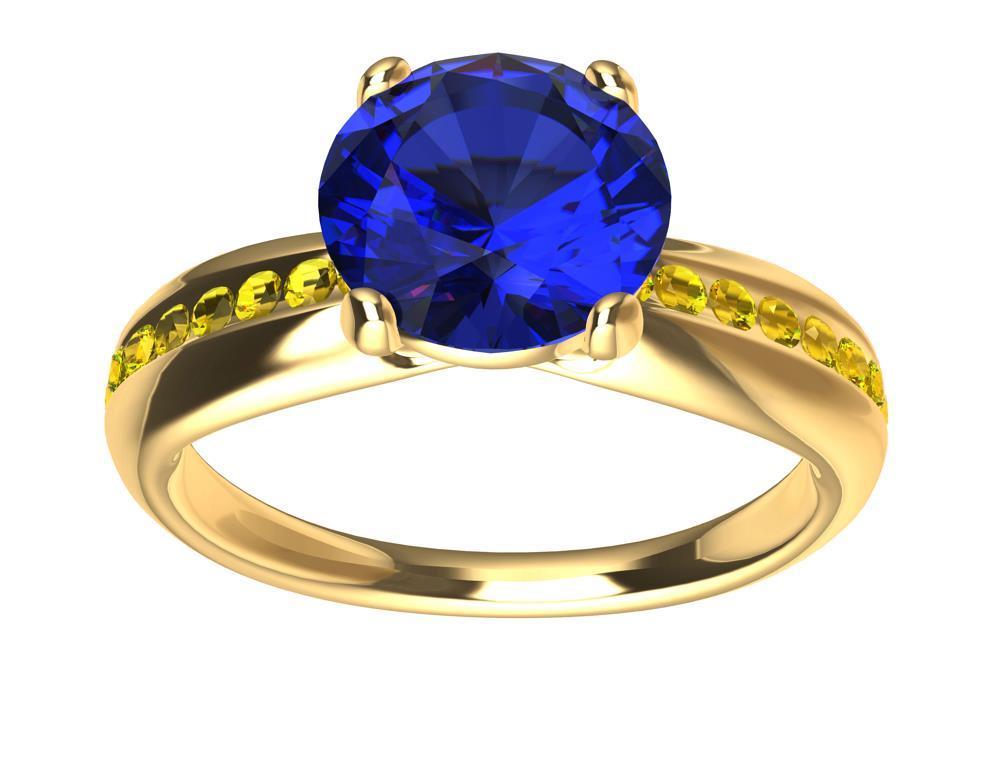 For Sale:  18 Karat Gold 1.55 Carat Sapphire, Fancy Vivid Yellow Diamonds Cocktail Ring 9