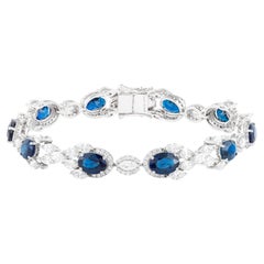 Pulsera de tenis de oro de 18 quilates con zafiro y diamantes de 15,86 quilates
