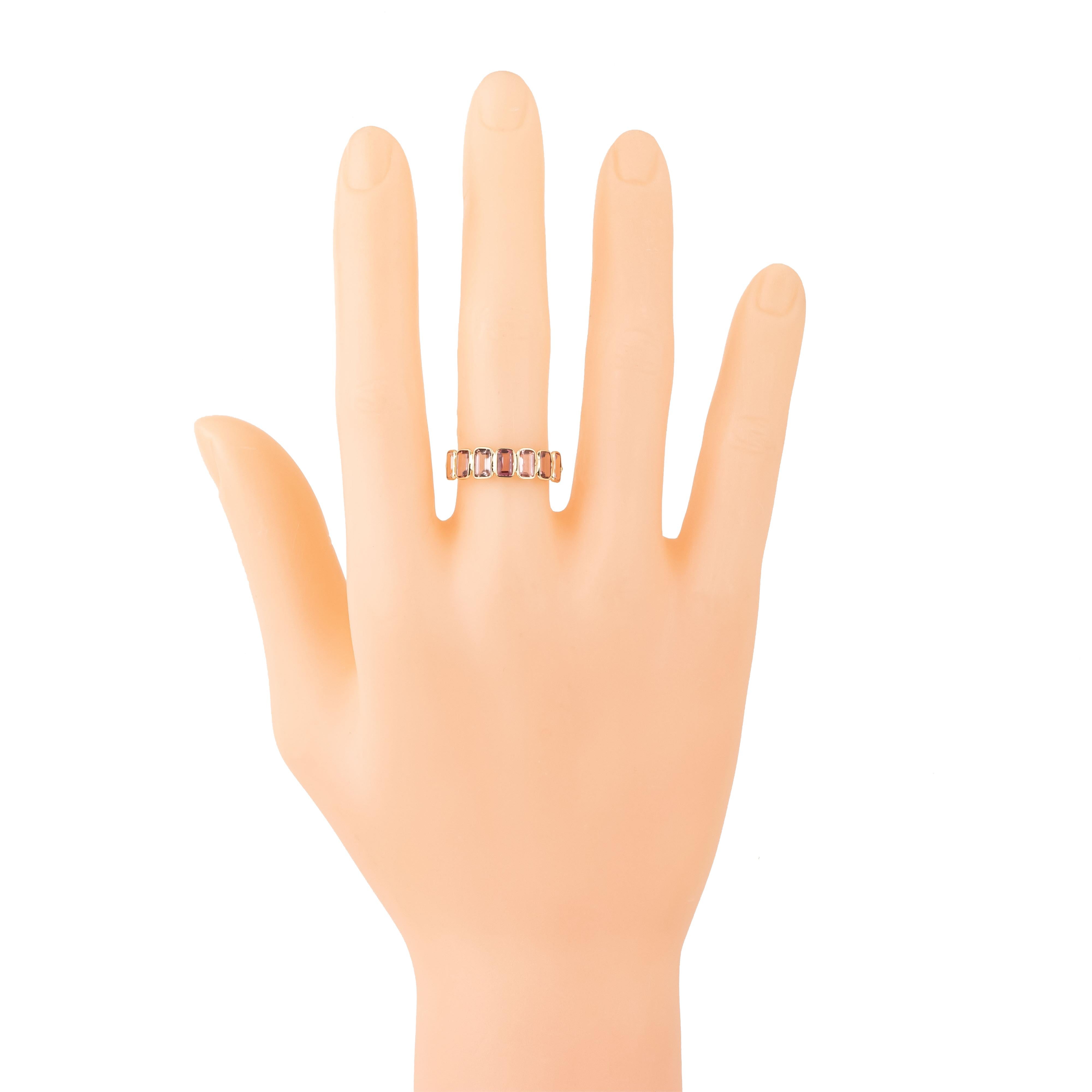 Women's 18 Karat Gold 1.6 Carat Tourmaline Band Ring For Sale
