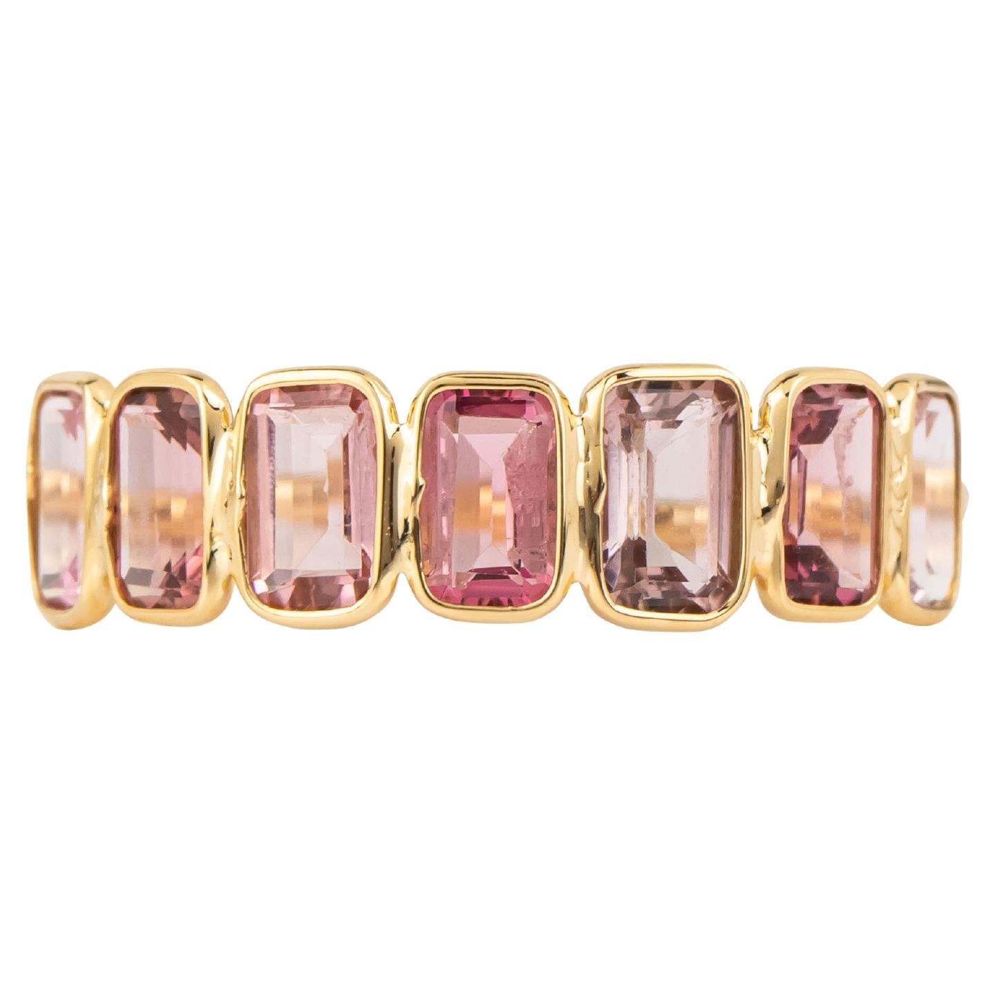 18 Karat Gold 1.6 Carat Tourmaline Band Ring For Sale