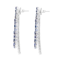 18 Karat Gold 16.27 Carat Blue Sapphire & Diamond Cocktail Earrings