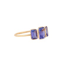 18 Karat Gold 1.7 Carat Tanzanite Three Stone Ring