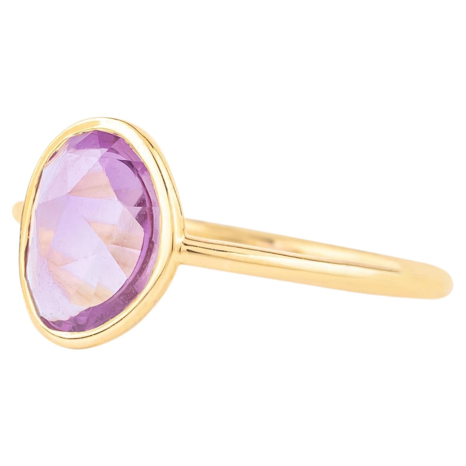 Anello solitario in oro 18 carati con zaffiro rosa da 1,71 carati