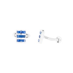 18 Karat Gold 1.72 Carat Sapphire Cufflinks