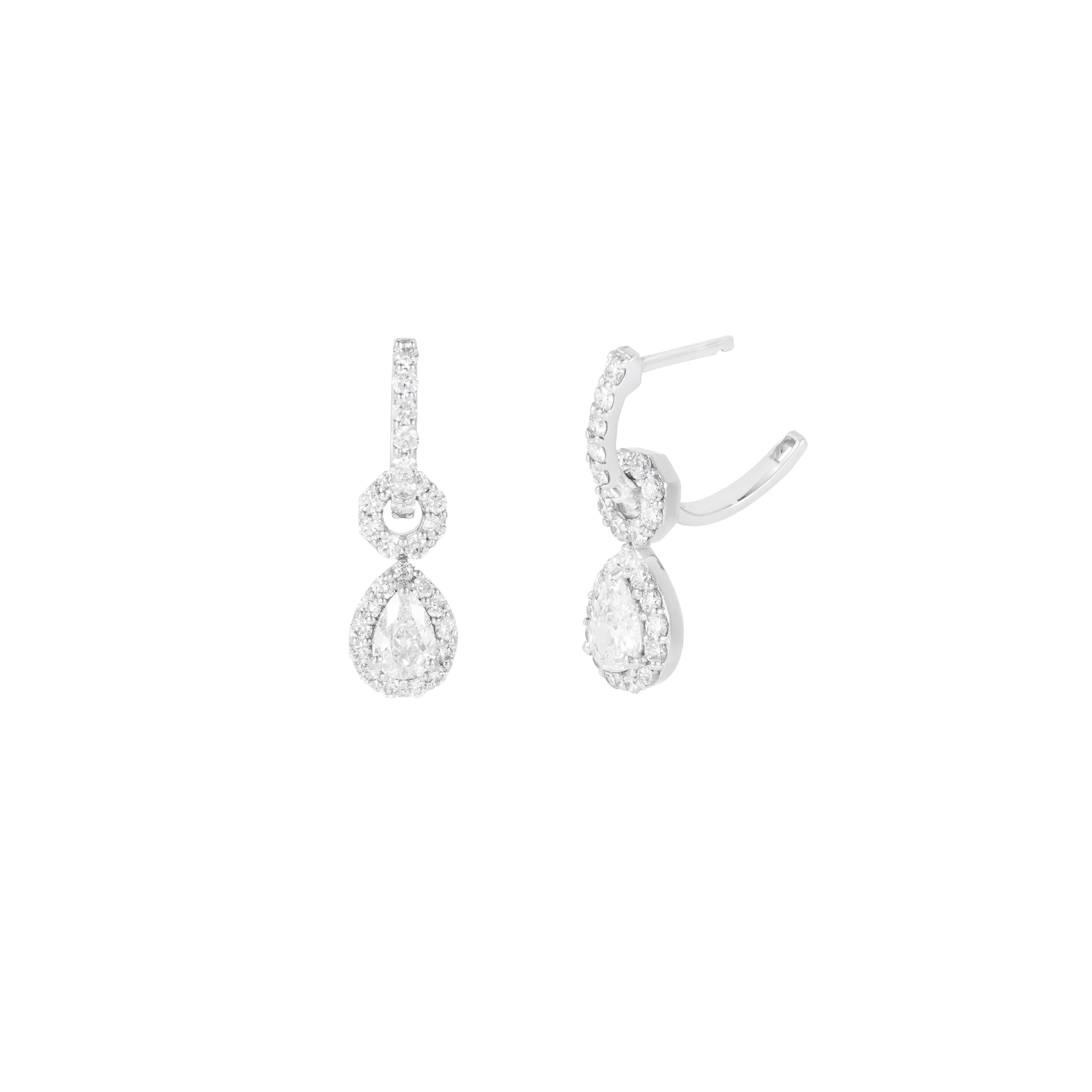 18 Karat Gold 1,73 Karat Diamanten Ohrringe baumeln (Brillantschliff) im Angebot