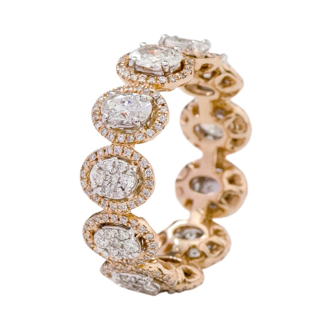 18 Karat Gold 1.73 Carat Solitaire and "Invisible Setting" Eternity Band Ring For Sale