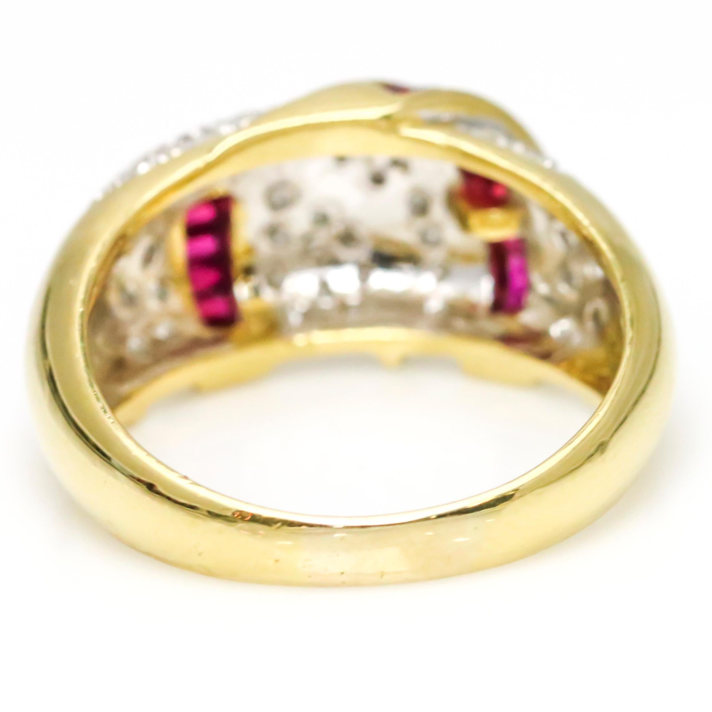 Modern 18 Karat Gold 1.80 Carat Diamond Ruby Band Ring For Sale