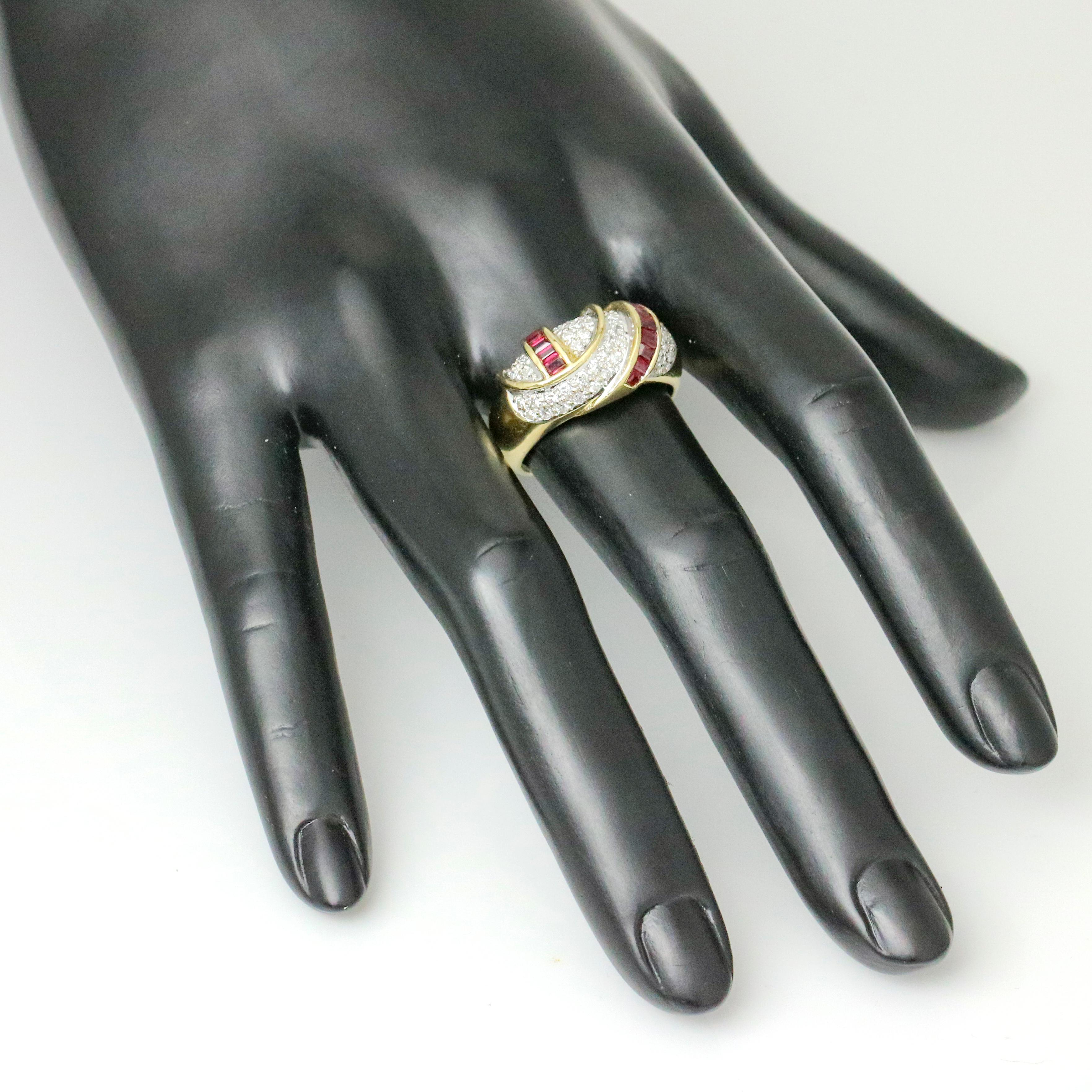 Women's 18 Karat Gold 1.80 Carat Diamond Ruby Band Ring For Sale