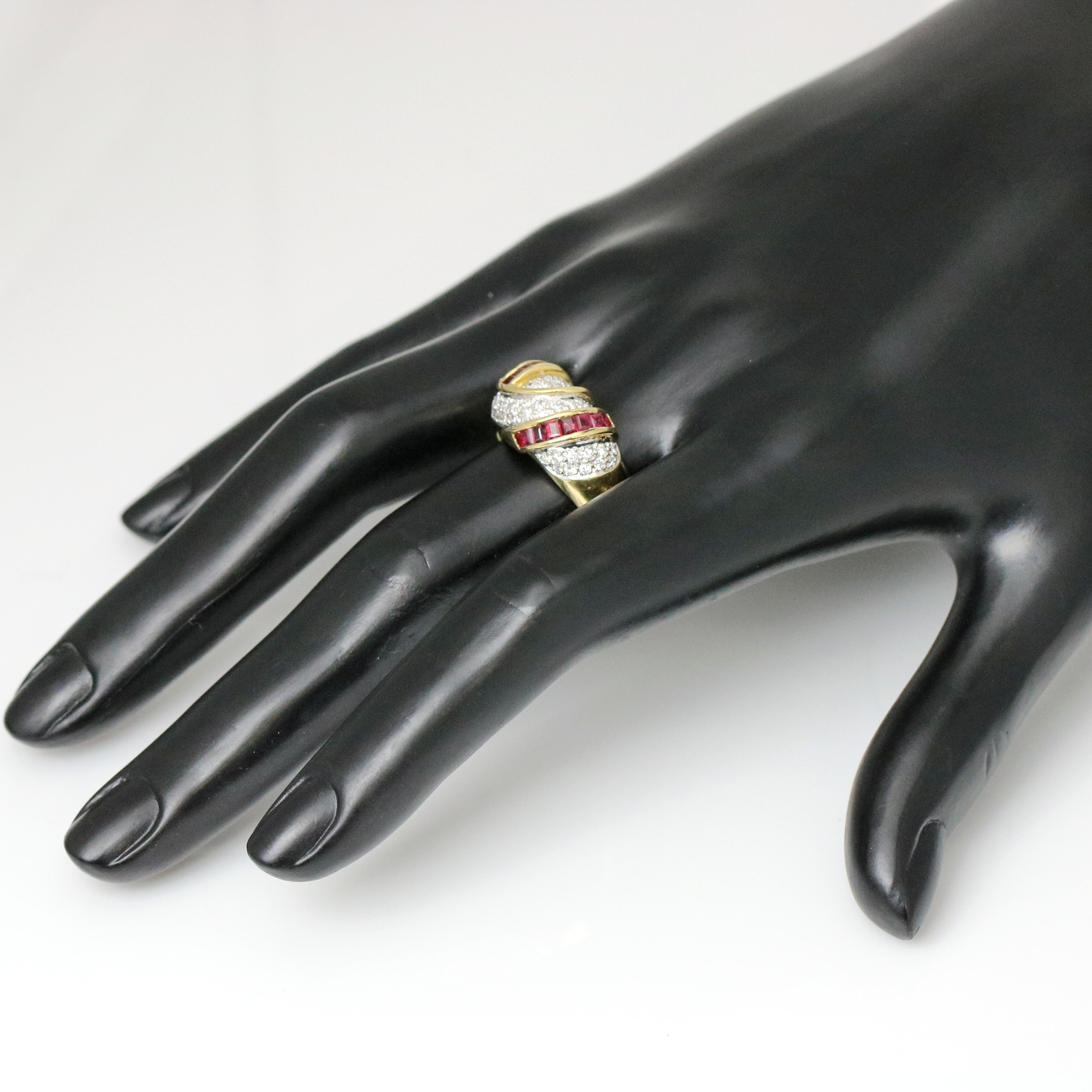 18 Karat Gold 1.80 Carat Diamond Ruby Band Ring For Sale 1