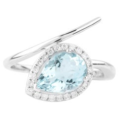 18 Karat Gold 1,82 Karat Diamant und Aquamarin Cocktail-Ring