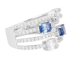 Contemporary Style 1.82 CTW Diamond & Sapphire Stackable Ring in 18k White Gold