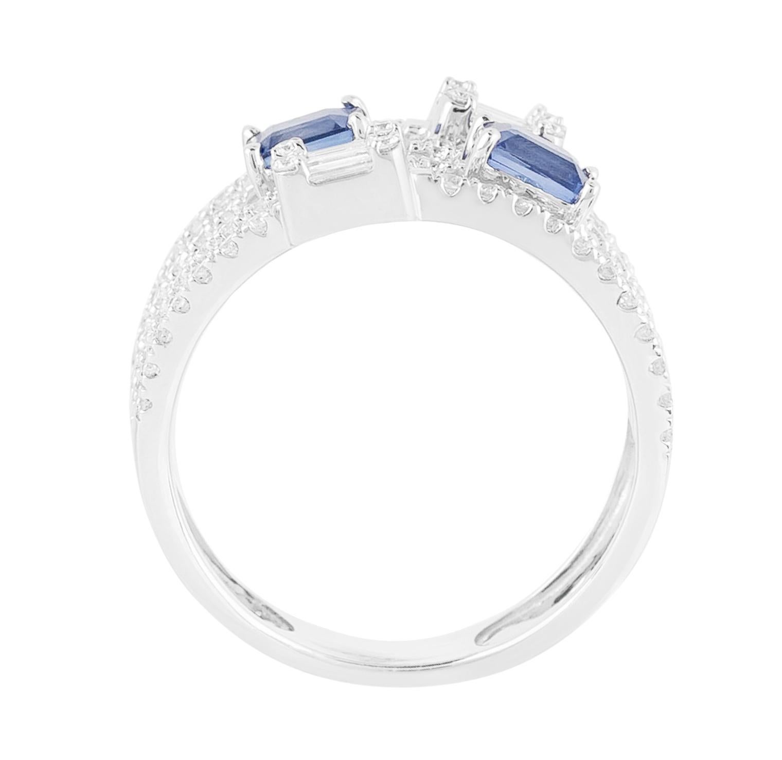 Women's 18 Karat Gold 1.82 Carat Diamond and Sapphire Eternity Ring  For Sale
