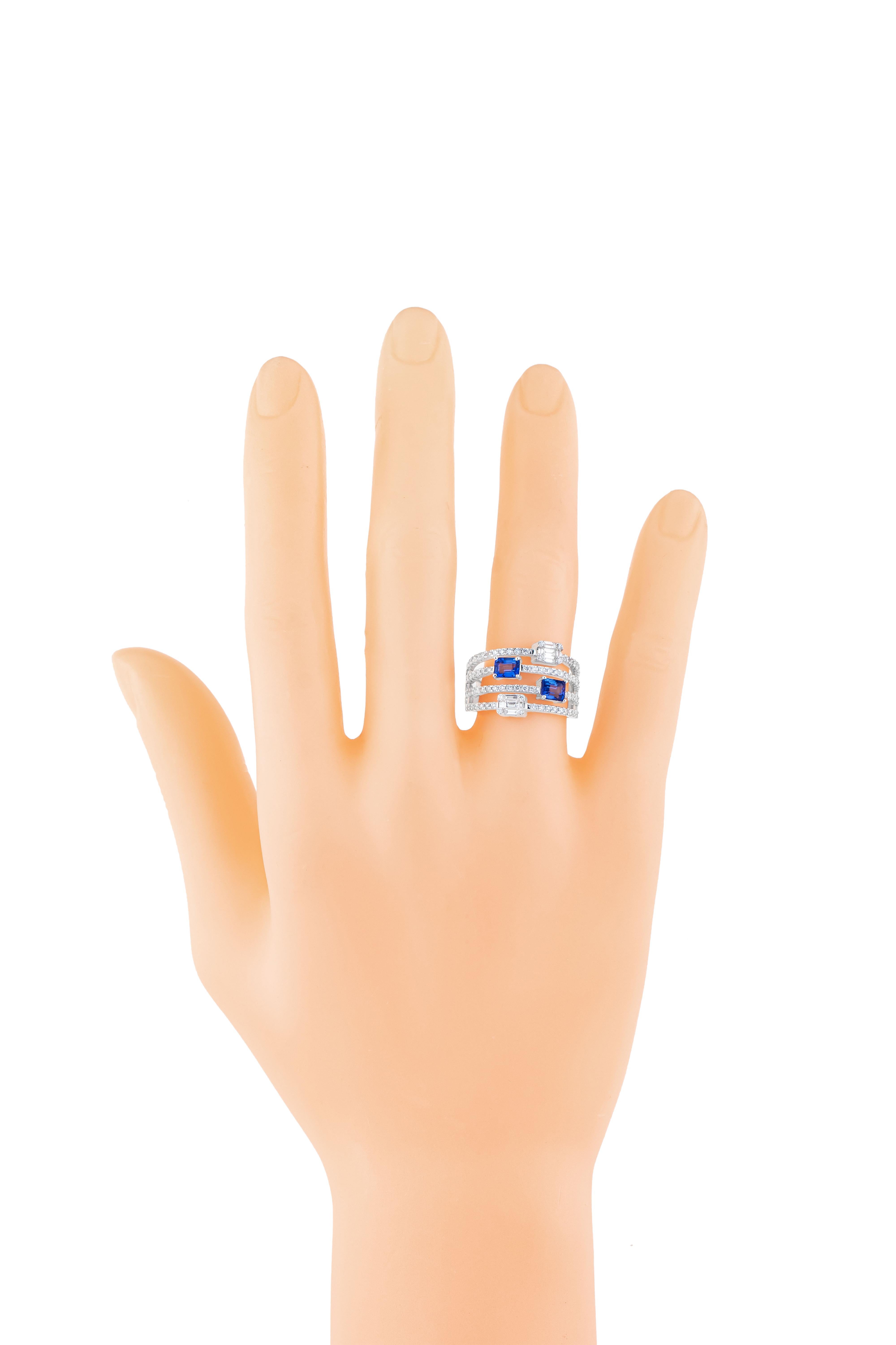 Indulge in the epitome of luxury with our 18 Karat Gold 1.82 Carat Diamond and Sapphire Statement Ring – a masterpiece of sophistication and allure. Each ring is meticulously crafted and curated to embody timeless elegance and exceptional