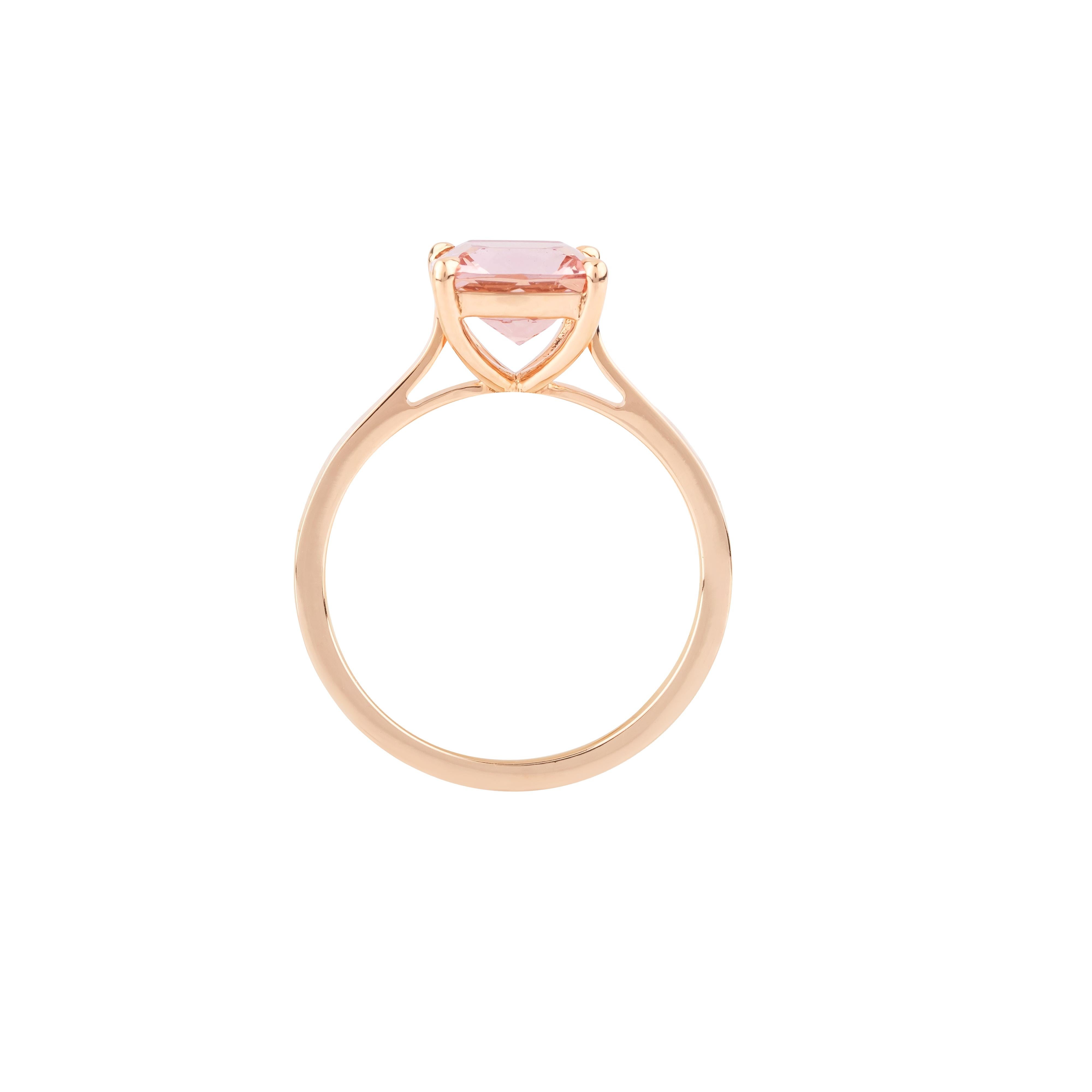 Taglio brillante Anello da cocktail in oro 18 carati con Morganite da 1,85 carati in vendita