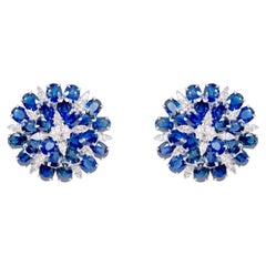 Pendientes flor de zafiro y diamantes en oro de 18 quilates de 18,69 quilates