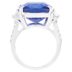 Anillo solitario de oro de 18 quilates con diamante y tanzanita de 18,85 quilates