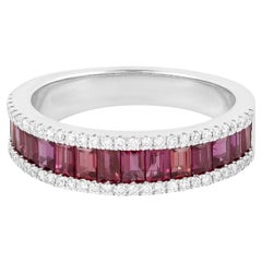 Bague à anneau infinie en or 18 carats avec diamants de 1,89 carat et rubis 