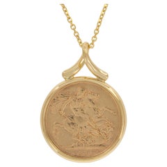 Antique 18 Karat Gold 1893 Gold Sovereign Victoria Coin Necklace by Michael Bondanza