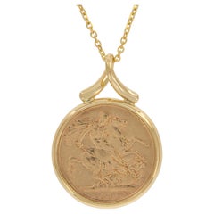 18 Karat Gold 1893 Gold Sovereign Victoria Coin Necklace by Michael Bondanza