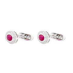18 Karat Gold 1.93 Carat Diamond and Ruby Cufflinks