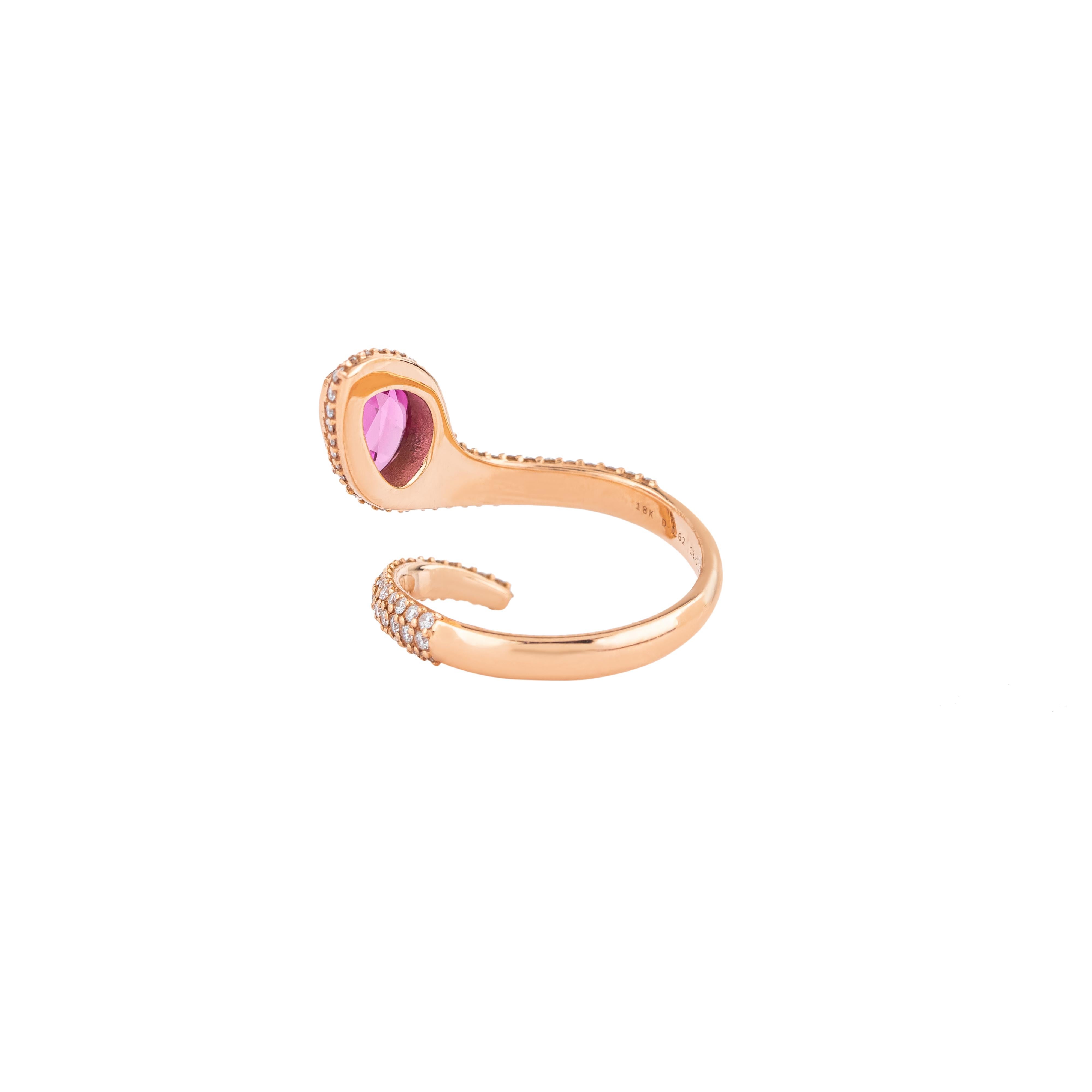 Modern 18 Karat Gold 1.94 Carat Diamond and Pink Sapphire Cocktail Ring For Sale