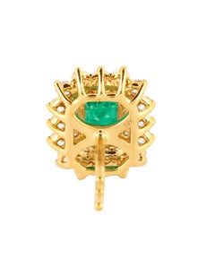18 Karat Gold 1.96 Carat Diamond and Emerald Solitaire Cocktail Stud Earrings