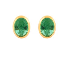 18 Karat Gold 1,97 Karat Smaragd "Oval-Cut" Ohrstecker