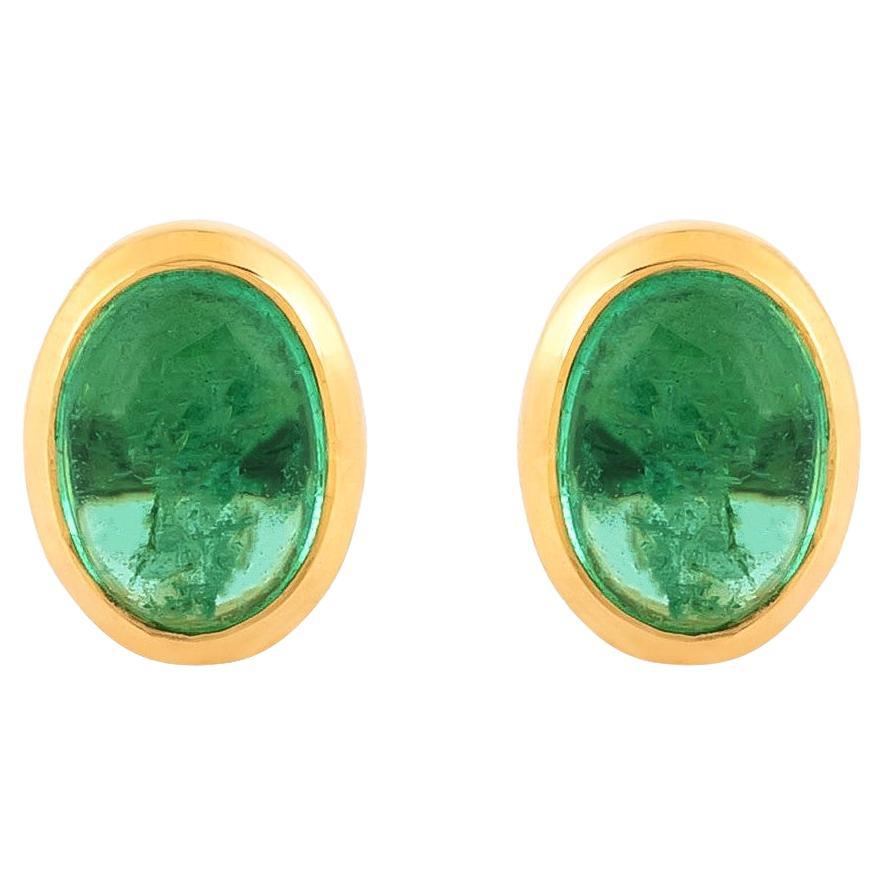 Boucles d'oreilles en or 18 carats 1.97 carat Emeraude "Oval-Cut" (taille ovale)
