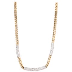 18 Karat Gold 2 Carat Single Cut Diamond Curb Link Necklace